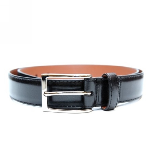 Cheaney Black Calf Belt with Gold Buckle